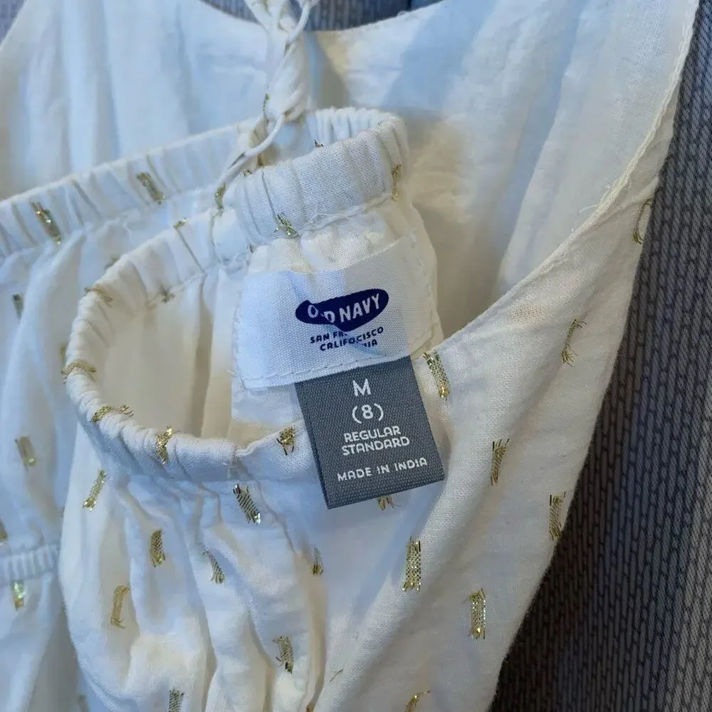Old Navy Girls Cream Dress Gold Accent NWOT Size 8